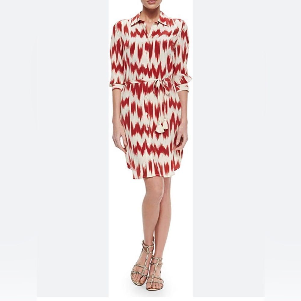 Figue Taline Printed Ikat Tie Waist Shirt-Dress, Size XS.‎